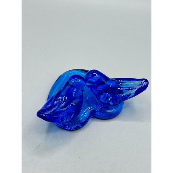 Vintage Pair Glass Blue Birds of Happiness Heart Paperweight Signed Ron Ray 1992 - Picture 5 of 11